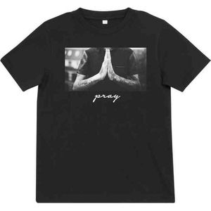 Urban Classics - Pray Kinder T-shirt - Kids 110 116 - Zwart