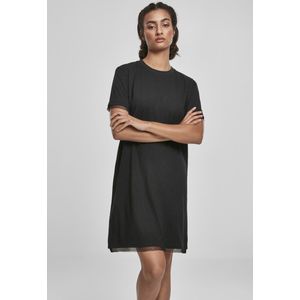 Urban Classics - Boxy Lace Hem Tee Jurk - Zwart - Grote Maten