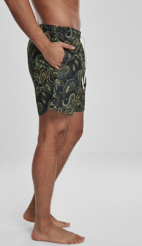 Urban Classics Heren Zwembroek Paisley - Elastische Tailleband en Achterzak