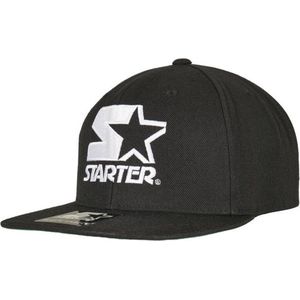 STARTER BLACK LABEL Unisex Snapback Baseball Cap met geborduurd logo voor en achter, Eén maat, zwart.