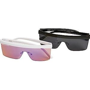 Urban Classics Uniseks zonnebril Rhodos 2-Pack zonnebril, zwart/wit, één maat, zwart/wit, One Size