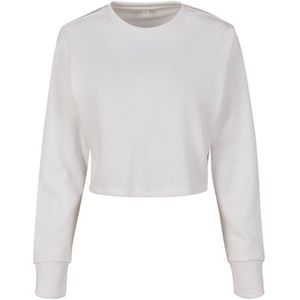 Build Your Brand - Ladies Terry Cropped Crew - Sweatshirt - Zwart - Katoen