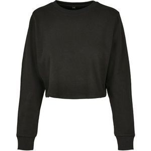 Build Your Brand - Ladies Terry Cropped Crew - Sweatshirt - Zwart - Hoogwaardig Terry Katoen