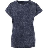Build your Brand Ladies´ Acid Washed Extended Shoulder Tee BY053 - Indigo White - XXL