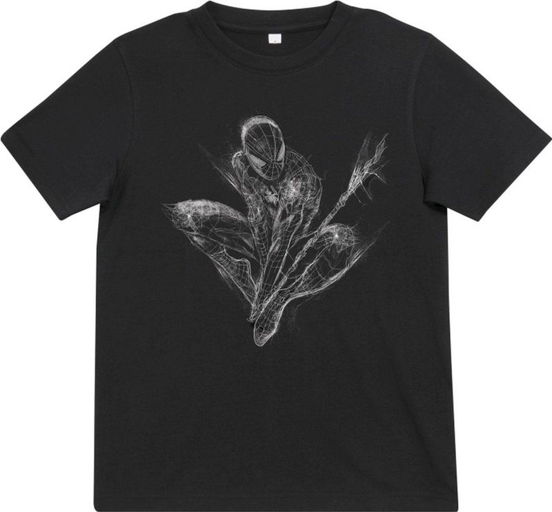 Marvel Spiderman Kinder Tshirt -Kids 110- Spiderman Scratched Zwart