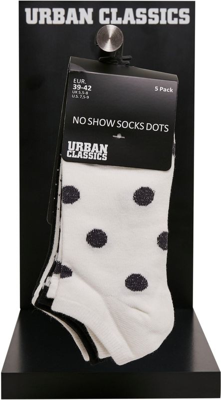 Urban Classics - Enkelsokken - Zwart/Wit - 5 Pack - Gestippeld
