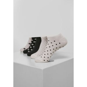 Urban Classics 5 paar No Show Dots unisex korte sokken voor dames en heren, maat 35-42, Wit/Zwart