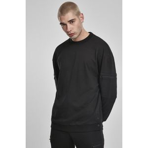 Urban Classics - Training Terry Crew Sweatshirt - Zwart - Katoen/Polyester