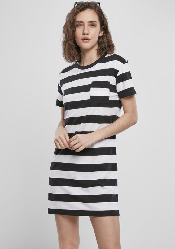 Urban Classics - Stripe Boxy Tee - Korte Jurk - Zwart/Wit
