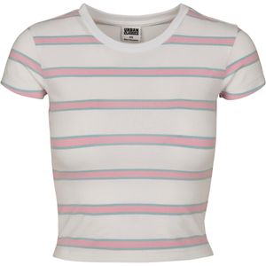 Urban Classics - Stripe Crop top - Wit Roze
