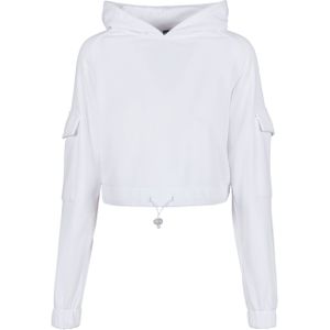 Urban Classics Dames Dames Short Worker Hoody Capuchontrui, wit, S Grote maten