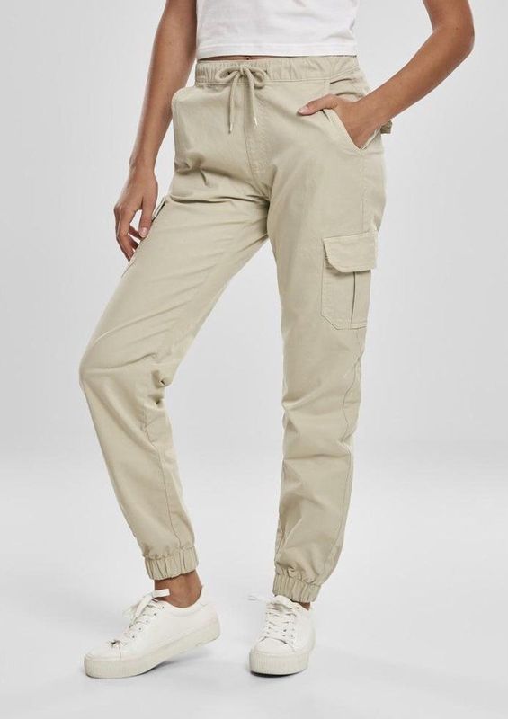 Urban Classics - High Waist Jogging Cargobroek - Creme