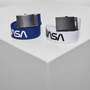 Mister Tee Unisex NASA Belt 2-Pack extra lang one size blauw/wit, blauw/wit, Eén maat