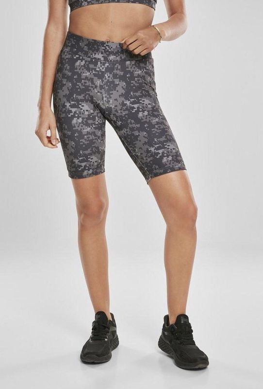 Urban Classics - High Waist Camo Tech Korte Broek - Zwart/Grijs