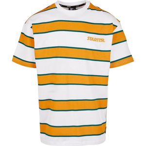 Starter Black Label - Starter Logo Striped Heren T-shirt - Wit Geel