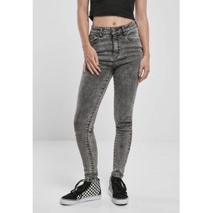 Urban Classics Dames Jeans Hoge Taille Skinny, Zwart Zwaar Zuur gewassen