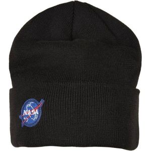Mister Tee NASA Embroidery Beanie Baskenmuts Zwart, TU EU Unisex volwassenen, Zwart, Eén maat