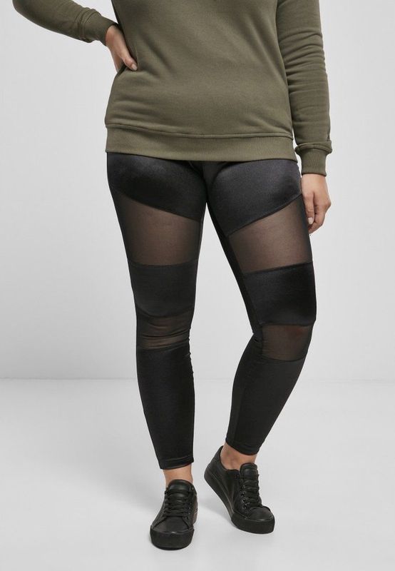 Urban Classics - Shiny Tech Mesh Legging - Zwart