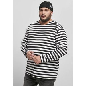 Urban Classics - Regular Stripe LS white black Longsleeve shirt - Wit Zwart