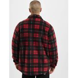 Urban Classics Plaid Teddy Lined Shirt Herenjas, Rood/Zwart
