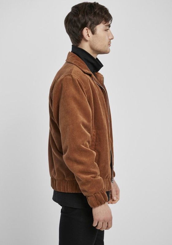 Urban Classics - Boxy Corduroy Jas - Bruin - Katoen - Voering Kaki Sherpa