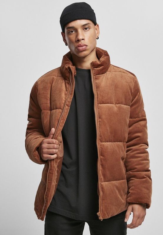 Urban Classics Boxy Corduroy Puffer Jacket Heren, Karamel