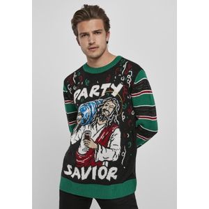 Urban Classics - Savior Christmas - Sweatshirt - Turkoois/Rood/Wit - 100% Polyacryl