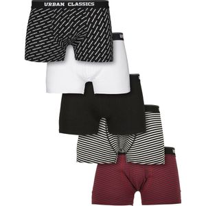Urban Classics - Boxer Shorts - 5-Pack - Zwart, Wit, Rood - 95% Katoen, 5% Polyester