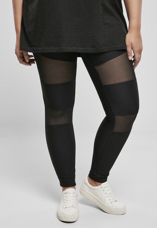 Urban Classics - Tech Mesh Rib Legging   Zwart