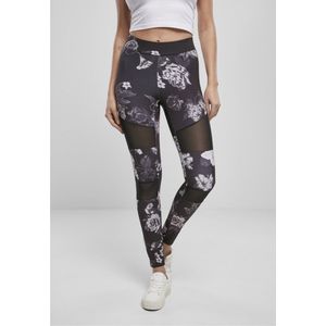 Urban Classics Tech Mesh AOP Legging Zwart/Wit