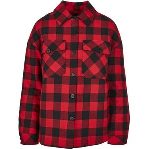Urban Classics - Damesjas - Zwart/Rood - Gewatteerd Overhemd - Houthakkersruit