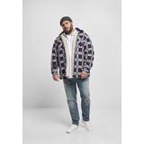 Urban Classics - Fleece With Hood - Jas - Zwart met Rood Geblokt Patroon