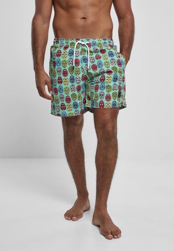 Urban Classics - Zwemshorts - Turquoise - Gemengde Kleuren - Motiefprint