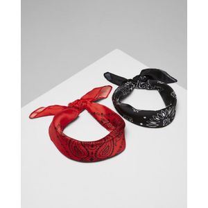 Urban Classics 2 stuks uniseks bandana satijnen bandana voor dames en heren, halsdoeken in vele kleurencombinaties, één maat, zwart rood, Eén maat, Zwart Rood