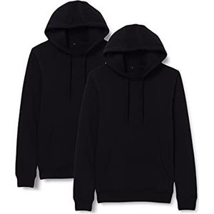 Build Your Brand Heren capuchontrui 2-pack Heavy Hoody Multipack voor mannen verkrijgbaar in vele kleurencombinaties, maten XS - 5XL, zwart/zwart, 4XL