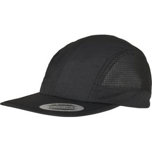 Yupoong Flexfit Baseballpet van robuust nylon, zijdelingse mesh-inzetstukken, sportieve snapback cap, zwart of blauw, Eén maat, zwart.