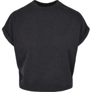 Urban Classics Short Pigment Dye Cut On Sleeve Dames T shirt Zwart