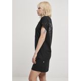 Urban Classics - Cut On Sleeve Printed T-shirt Jurk - Zwart - Katoen