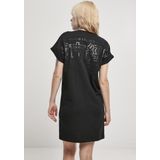 Urban Classics - Cut On Sleeve Printed T-shirt Jurk - Zwart - Katoen