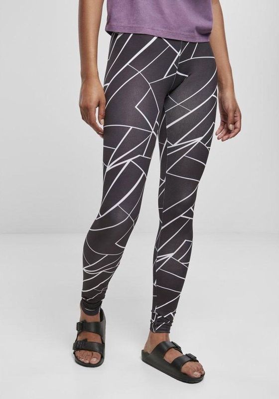 Urban Classics Damen Leggings Ladies AOP Leggings Geometric Black