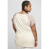 Urban Classics - Contrast Raglan Dames T-shirt Creme Roze