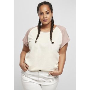 Urban Classics - Contrast Raglan Dames T-shirt Creme Roze