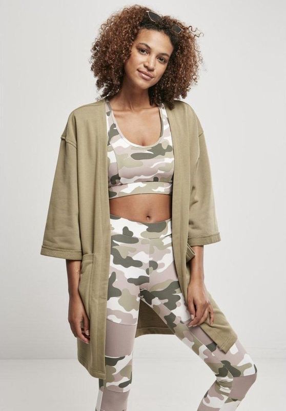 Urban Classics - Oversized Terry Cardigan - Kaki - Katoen en Polyester