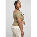 Urban Classics - Off Shoulder Rib Crop top - Groen Bruin