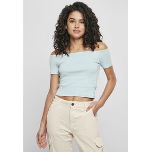 Urban Classics - Dames T-shirt - Seablue - Off-Shoulder - Korte Mouwen