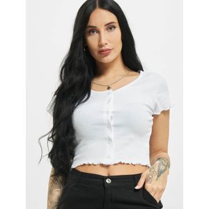 Urban Classics - Button Up Rib Crop top - Wit