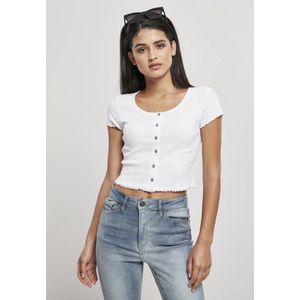 Urban Classics - Button Up Rib Crop top - Wit
