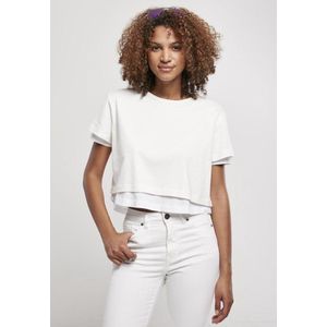 Urban Classics - Full Double Layered Dames T-shirt - Wit