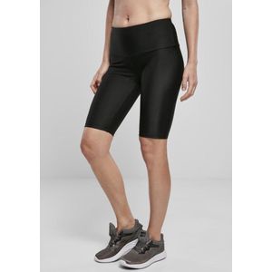 Urban Classics - High Waist Shiny Rib Korte cycle broek - 3XL - Zwart