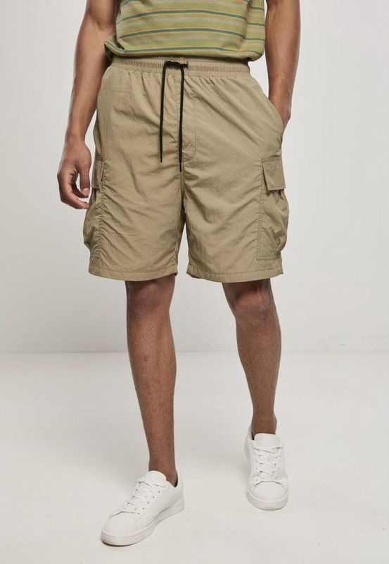 Urban Classics - Cargo Shorts - Kaki - Nylon - Met Opgestikte Zakken